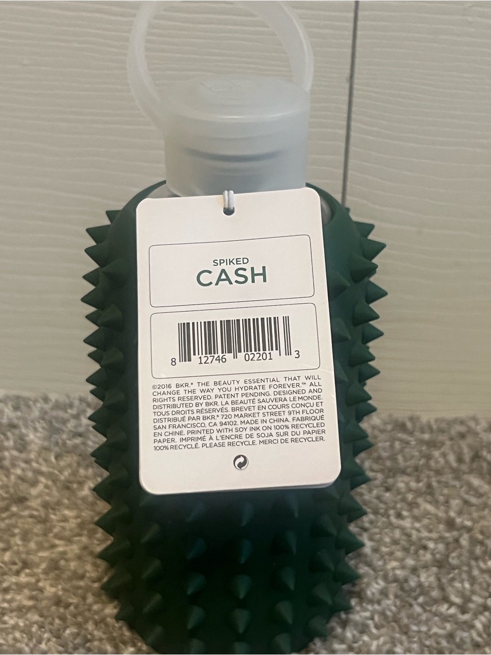 bkr Spiked Cash Silicone Water Bottle - Dark Green
